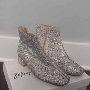 Betsey Johnson Glittering Silver Ankle Booties